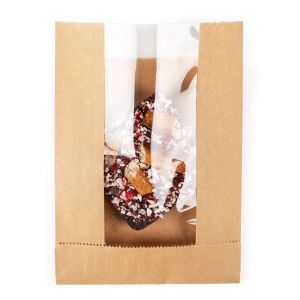 KBB7 Kraft Bread Bag with Window - 4 5/16