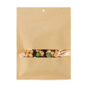 KHS57W Kraft Compostable Heat Seal Bag with Window - 5
