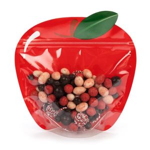 SP7AZ  Apple Shaped Stand Up Zipper Pouch - 6 9/16