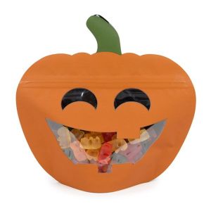 SP7JZ  Jack-O-Lantern Shaped Zipper Pouch - 7 3/8