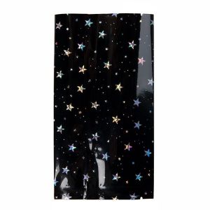 SVP35HHB Black Holographic Stars Premium Metallized Heat Seal Bags 2.6 Mil - 3