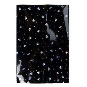 SVP46HB Black Holographic Stars Premium Metallized Heat Seal Bags 2.6 Mil - 4