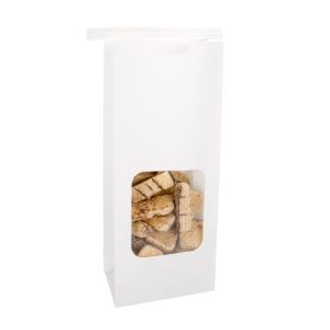 TTW2W White Kraft Tin Tie Bag with Window - 4 1/4