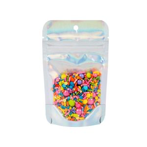 ZBGH1C Holographic Backed Stand Up Zipper Pouch - 3 1/8