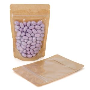ZBGKC2 Kraft Backed Stand Up Zipper Pouch with clear lining – 4” x 2 3/8” x 6”