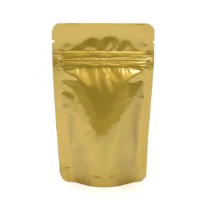 ZBGM1G Metallized Gold Stand Up Zipper Pouch – 3 1/8” x 2” x 5 1/8”