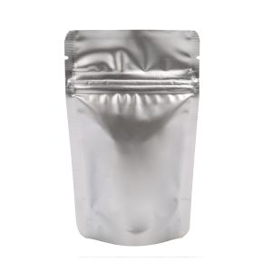 ZBGM1S Metallized Silver Stand Up Zipper Pouch – 3 1/8” x 2” x 5 1/8”