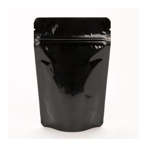 ZBGM2B Metallized Black Stand Up Zipper Pouch – 4” x 2 3/8” x 6”