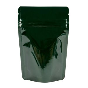 ZBGM2HG Metallized Hunter Green Stand Up Zipper Pouch – 4” x 2 3/8” x 6”