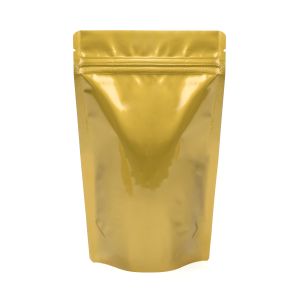ZBGM3G Metallized Gold Stand Up Zipper Pouch – 5 1/8” x 3 1/8” x 8 1/8”