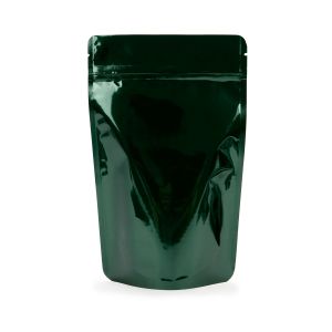 ZBGM3HG Metallized Hunter Green Stand Up Zipper Pouch – 5 1/8” x 3 1/8” x 8 1/8”