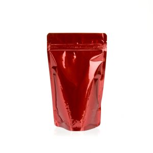 ZBGM3R Metallized Red Stand Up Zipper Pouch – 5 1/8” x 3 1/8” x 8 1/8”