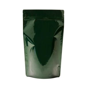 ZBGM4HG Metallized Hunter Green Stand Up Zipper Pouch – 6 ¾” x 3 ½” x 11 ¼”