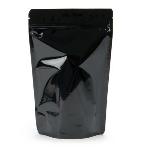 ZBGM7B Metallized Black Stand Up Zipper Pouch - 5 7/8