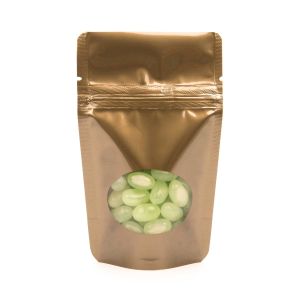 ZBGO1BZ Bronze Oval Window Stand Up Zipper Pouch – 3 1/8” x 2” x 5 1/8”