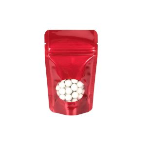 ZBGO1R Red Oval Window Stand Up Zipper Pouch – 3 1/8” x 2” x 5 1/8”