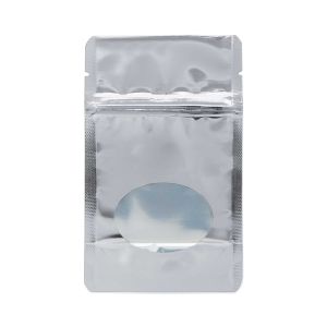 ZBGO1S Silver Oval Window Stand Up Zipper Pouch – 3 1/8” x 2” x 5 1/8”