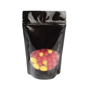 ZBGO2B Black Oval Window Stand Up Zipper Pouch – 4” x 2 3/8” x 6”