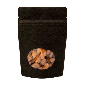 ZBGO2BK Black Kraft Oval Window Stand Up Zipper Pouch – 4” x 2 3/8” x 6”