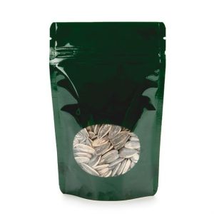 ZBGO2HG Hunter Green Oval Window Stand Up Zipper Pouch – 4” x 2 3/8” x 6”