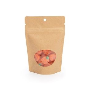 ZBGO2KH Kraft Oval Window Stand Up Zipper Pouch with Hang Hole – 4” x 2 3/8” x 6”
