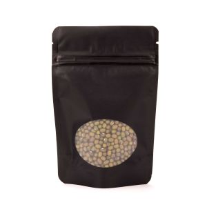ZBGO2MB Matte Black Oval Window Stand Up Zipper Pouch – 4” x 2 3/8” x 6”