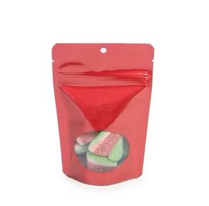 ZBGO2RH Red Oval Window Stand Up Zipper Pouch with Hang Hole – 4” x 2 3/8” x 6”