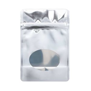 ZBGO2S Silver Oval Window Stand Up Zipper Pouch – 4” x 2 3/8” x 6”