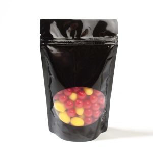 ZBGO3B Black Oval Window Stand Up Zipper Pouch – 5 1/8” x 3 1/8” x 8 1/8”