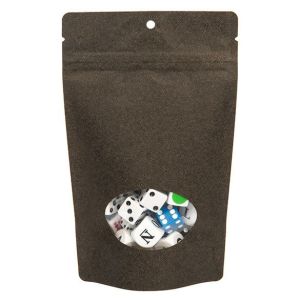 ZBGO3BKH Black Kraft Oval Window Stand Up Zipper Pouch with Hang Hole – 5 1/8” x 3 1/8” x 8 1/8”