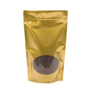 ZBGO4G Gold Oval Window Stand Up Zipper Pouch – 6 ¾” x 3 ½” x 11 ¼”