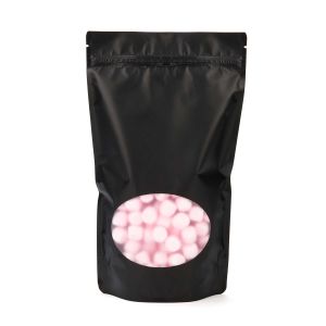 ZBGO4MB Matte Black Oval Window Stand Up Zipper Pouch – 6 ¾” x 3 ½” x 11 ¼”