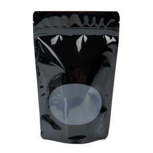 ZBGO5B Black Oval Window Stand Up Zipper Pouch – 8 ¼” x 3 ½” x 11 ½”