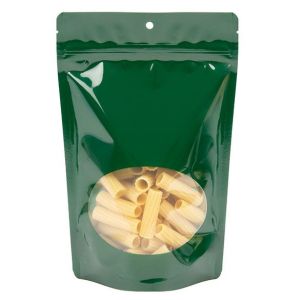ZBGO7HGH Hunter Green Oval Window Stand Up Zipper Pouch with Hang Hole – 5 7/8” x 3 ½” x 9 1/8”