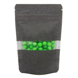 ZBGR2B Black Rice Paper Stand Up Zipper Pouch with Window - 4