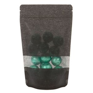 ZBGR3B Black Rice Paper Stand Up Zipper Pouch with Window - 5 1/8