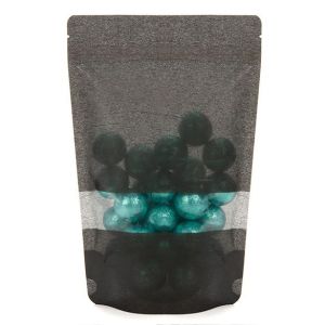 ZBGR7B Black Rice Paper Stand Up Zipper Pouch with Window - 5 7/8
