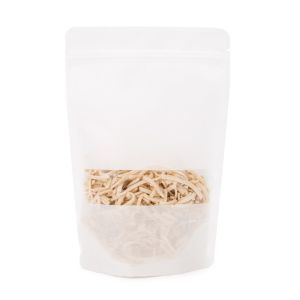 ZBGR7W White Rice Paper Stand Up Zipper Pouch with Window – 5 7/8” x 3 ½” x 9 1/8”