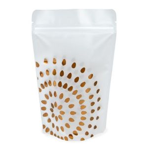 ZBGSW3BG Specialty Stand Up Zipper Pouch Gold Frosted Bloom - 5 1/8