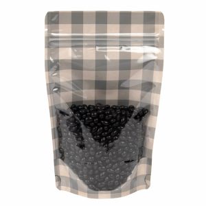 ZBGSW3BP Specialty Stand Up Zipper Pouch White & Black Plaid Kraft - 5 1/8