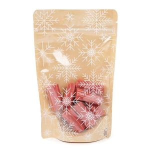 ZBGSW3KS Specialty Stand Up Zipper Pouch Kraft with White Snowflakes - 5 1/8