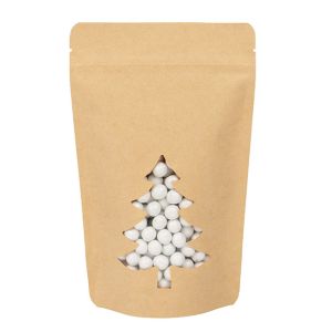 ZBGSW3KT Specialty Stand Up Zipper Pouch Kraft Tree Shaped Window - 5 1/8