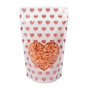 ZBGSW3MH Specialty Stand Up Zipper Pouch White with Rose Gold Mini Hearts - 5 1/8