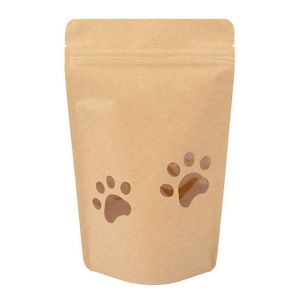 ZBGW3KP Specialty Stand Up Zipper Pouch Kraft Small Paw Print Window - 5 1/8