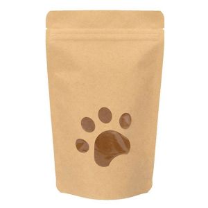 ZBGW3KSP Specialty Stand Up Zipper Pouch Kraft Large Paw Shaped Window - 5 1/8