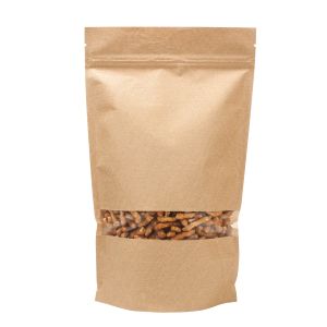 ZBGW7K Kraft Stand Up Zipper Pouch – 5 7/8” x 3 ½” x 9 1/8”
