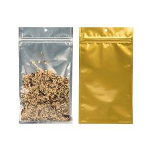 HZBB6CG Zip Top Hanging  Bag – Clear Front/Gold Back – 5” x 8 3/16”