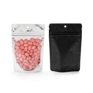 ZBGB2H Matte Black Backed Stand Up Zipper Pouch with Hang Hole - 4