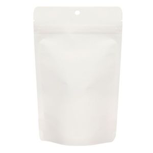 ZBGEK3W White Kraft Eco Stand Up Zip Pouch - 5 1/8