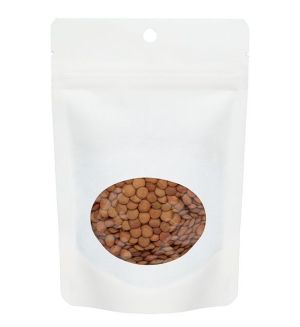 ZBGEO2W White Kraft Eco Zip Pouch with Oval Window - 4